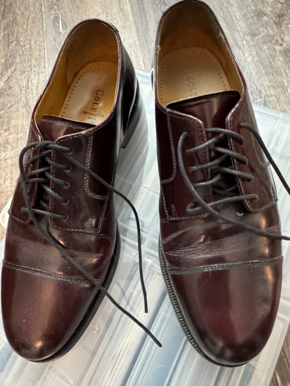 Cole Haan Men's Dark Burgundy Leather Cap-Toe Derby